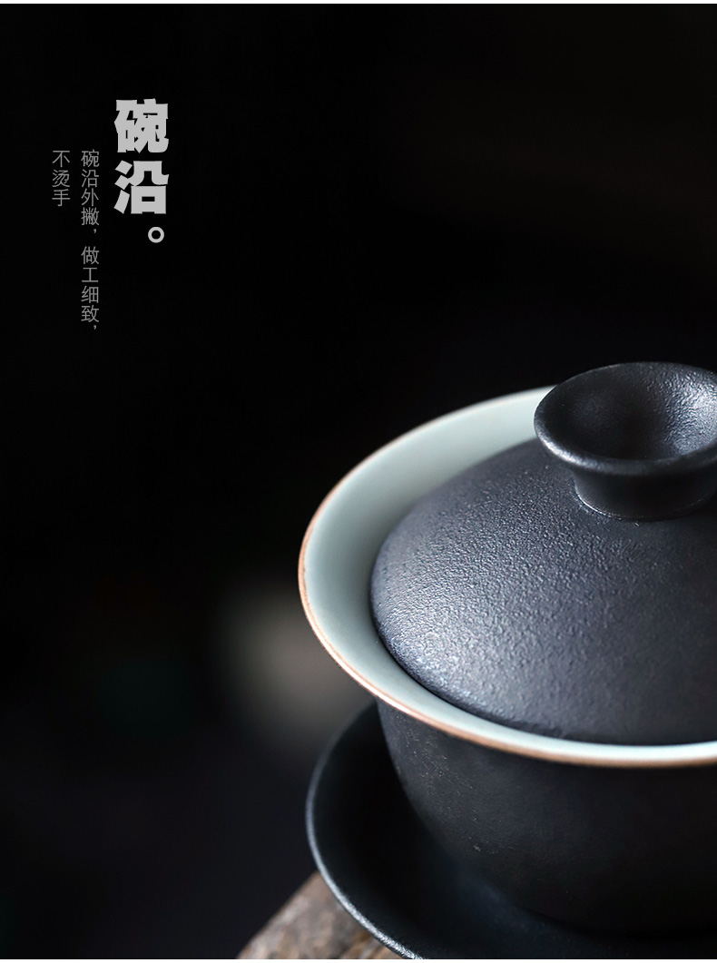 ShangYan tureen large ceramic cups of black tea bowl of coarse pottery hand grasp tureen kung fu tea tea cup home