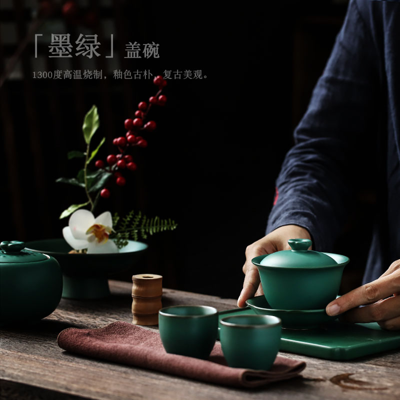 ShangYan ceramic tureen large kung fu tea tea cups three restoring ancient ways of the bowl bowl propose creative tea bowl cups