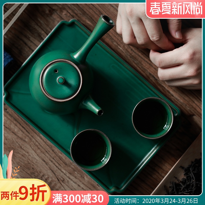 ShangYan Japanese side put the pot a pot of two cups of kung fu tea set suit household contracted ceramic tea tray to make tea