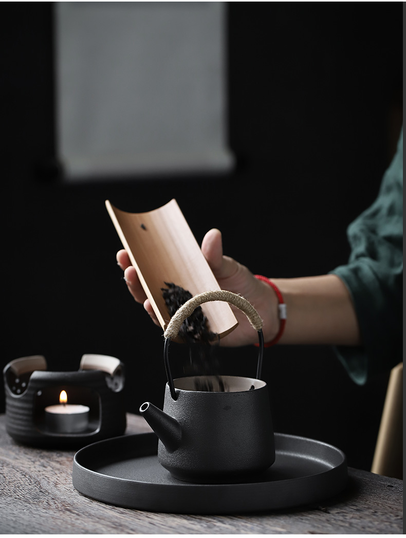 ShangYan Japanese black pottery teapot small ceramic lift pot of kung fu tea teapot coarse pottery single girder pot pot of restoring ancient ways