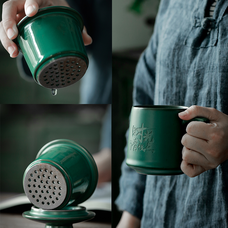 Separation ShangYan mark cup tea tea cup household creative filter glass ceramic cup with cover lettering customization