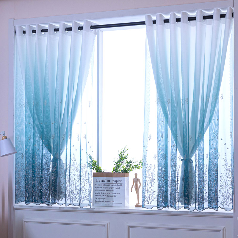 Curtains free of punch installation blackout white 2020 new yarn curtain telescopic rod set bay window balcony yarn