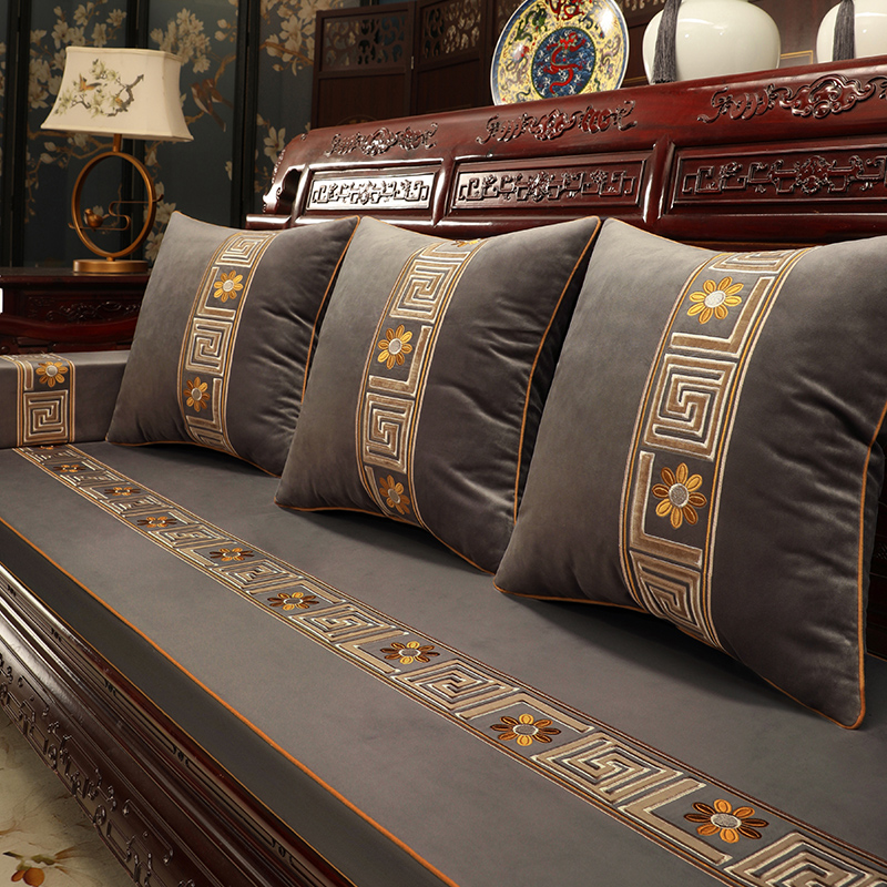 Chinese Red Wood Sofa Cushions Winter Vintage Solid Wood Furniture Cushions Home Non-slip Wood Sofa Cushion Cover Customised