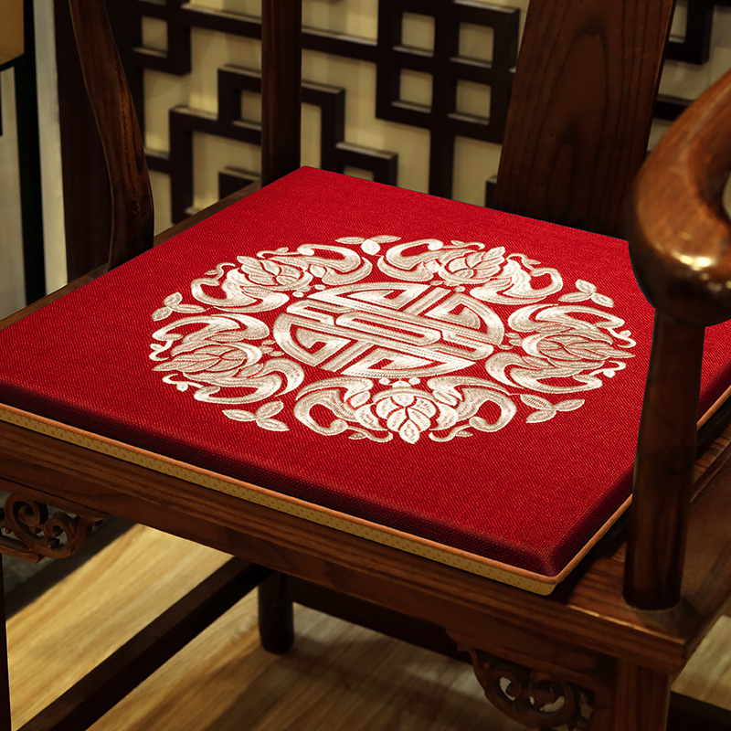 Mahogany sofa cushion Taishi chair new Chinese mahogany chair cushion furniture solid wood round chair cushion non-slip customization