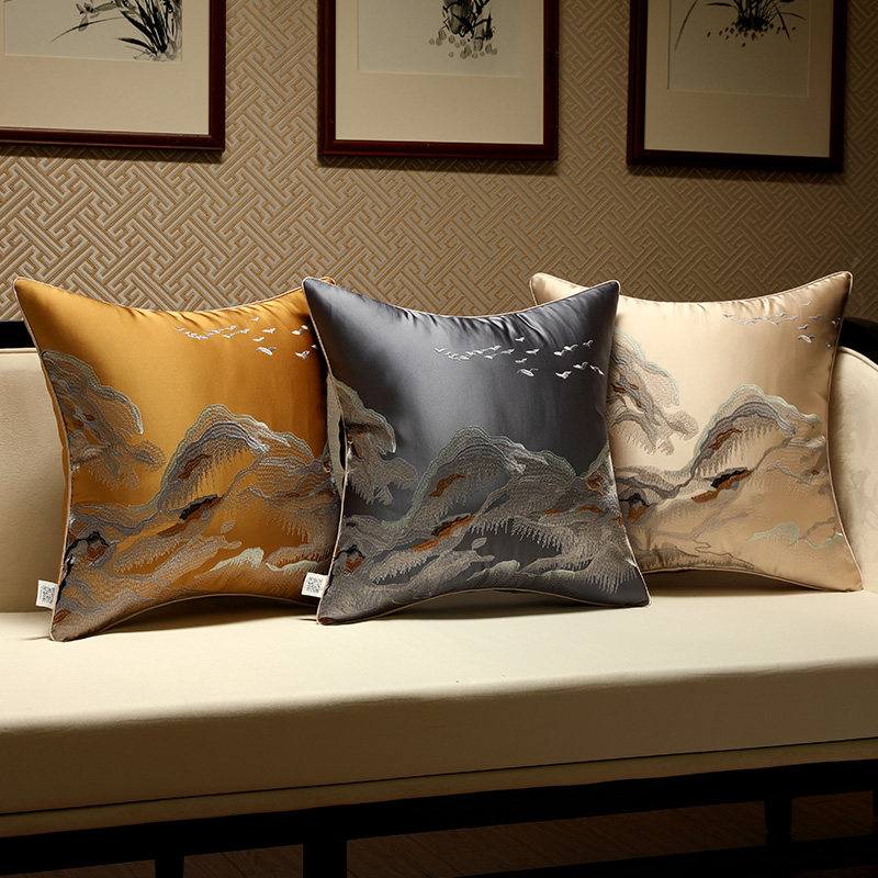 Modern new Chinese pillow sofa living room high-grade Chinese style sofa backrest bed bag pillow containing core cushion