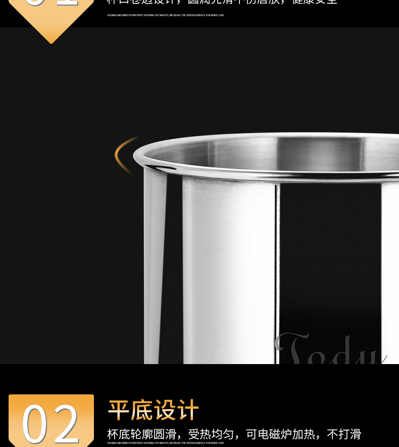 Cốc nước bằng thép không gỉ Tao Di 304 có nắp có tay cầm tách trà trẻ em hộ gia đình dung tích lớn - Tách chai đựng nước thủy tinh