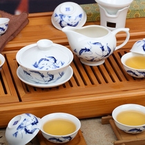 Jingdezhen tea set pure handmade 12 years old there are Yu tea set kung fu tea