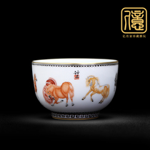 Pure handmade Eight JunTu single Jingdezhen tea cup ceramic large zodiac master cup kung fu tea bowl tasting cup