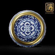 Jingdezhen all handmade ceramic hand-painted blue and white lid pot tray tea pet tea play ornament paperweight coaster tea set accessories