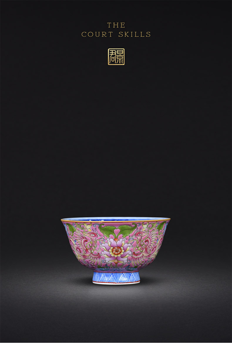 Jingdezhen ceramics single hand - made pastel design phoenix all hand tea cup cup host blue and white