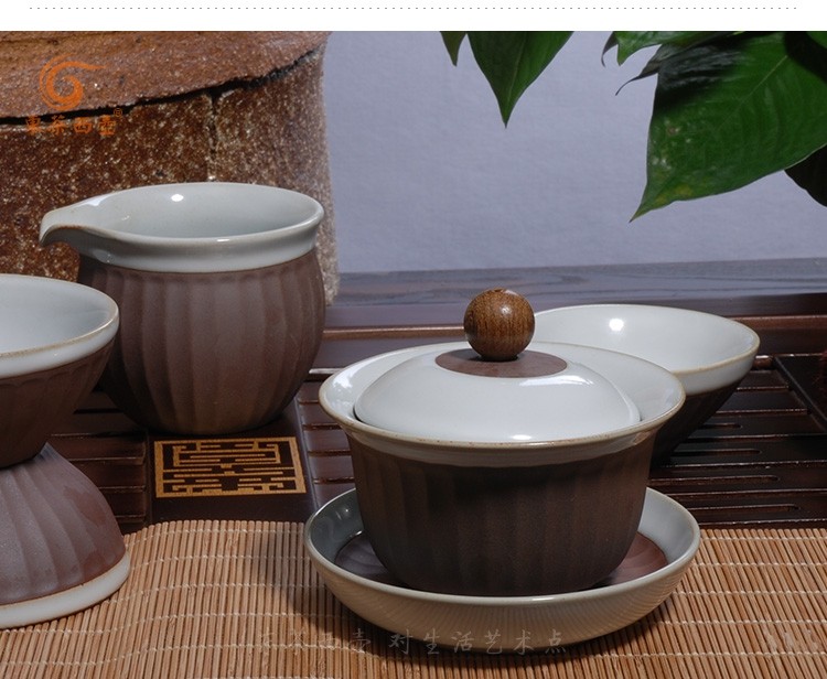 Variable retro earthenware kung fu tea set xiangyang big side pot set of 10 into the tea set