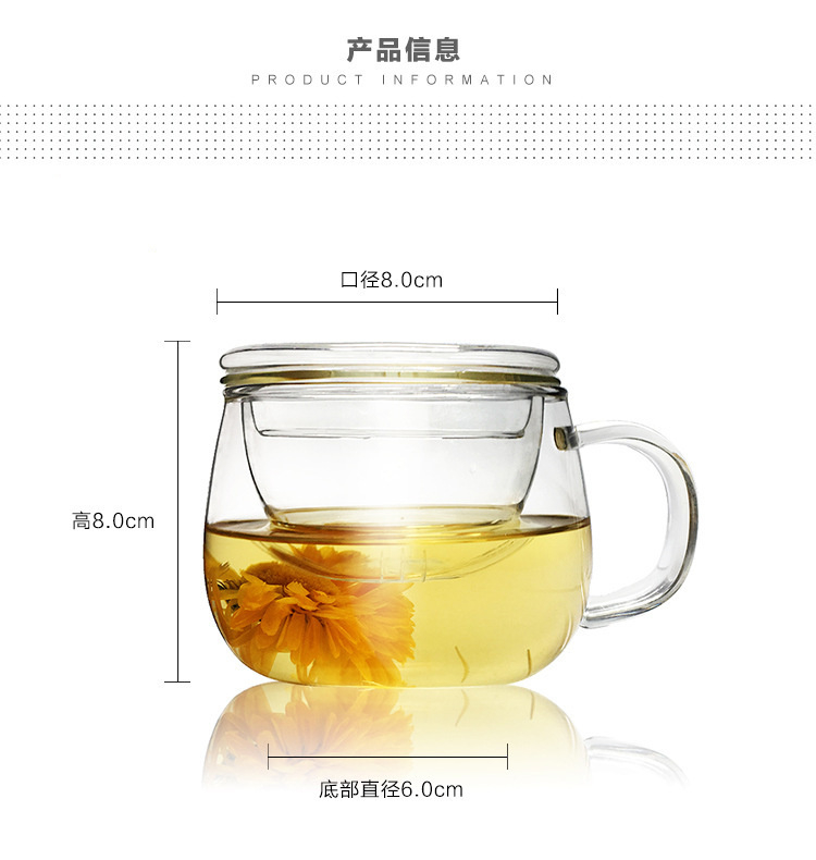 Household water glass with the glass cup with handle double heat male woman make tea office large cups