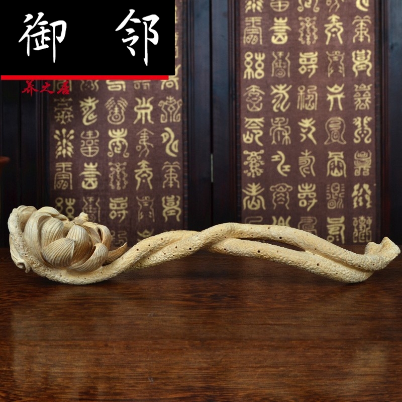 Yellow Poplar Wood Carving Craft Gift Pendulum with Frog Lotus Lotus Root Ruyi Family Residence Decorative wood Sculpture Gift gift YZJ