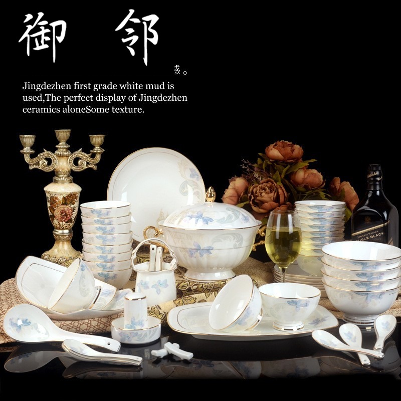 Propagated cutlery sets jingdezhen ceramic tableware 60 head of Paris in the spring of sea continental dishes dishes suit