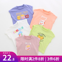 Girls blouses short sleeves Summer 2022 new foreign air Han version loose children T-shirt female childrens baby summer clothes