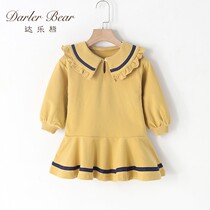 Girl Spring Clothing Dress College Wind 2022 New Casual Foreign Air Sweater Dress Long Sleeve Child Skirt Children Spring Autumn