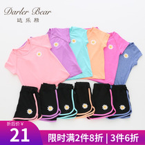 Girl Suit Short Sleeve Summer Ocean Air Sports Shorts Two Sets Children Speed Dry Clothes Women Baby Summer Clothes Thin