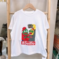 Summer childrens middle-aged and older childrens Korean version of foreign style pure cotton cartoon printed short-sleeved T-shirt 82081