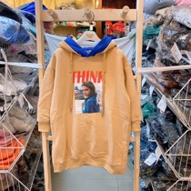 Oubao B brand winter childrens middle-aged and big childrens Korean style foreign style plus velvet warm hooded mid-length sweater 8172