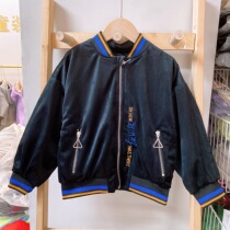 Brand autumn and winter childrens velvet double layer thick stand collar baseball uniform letter embroidery jacket jacket 2016