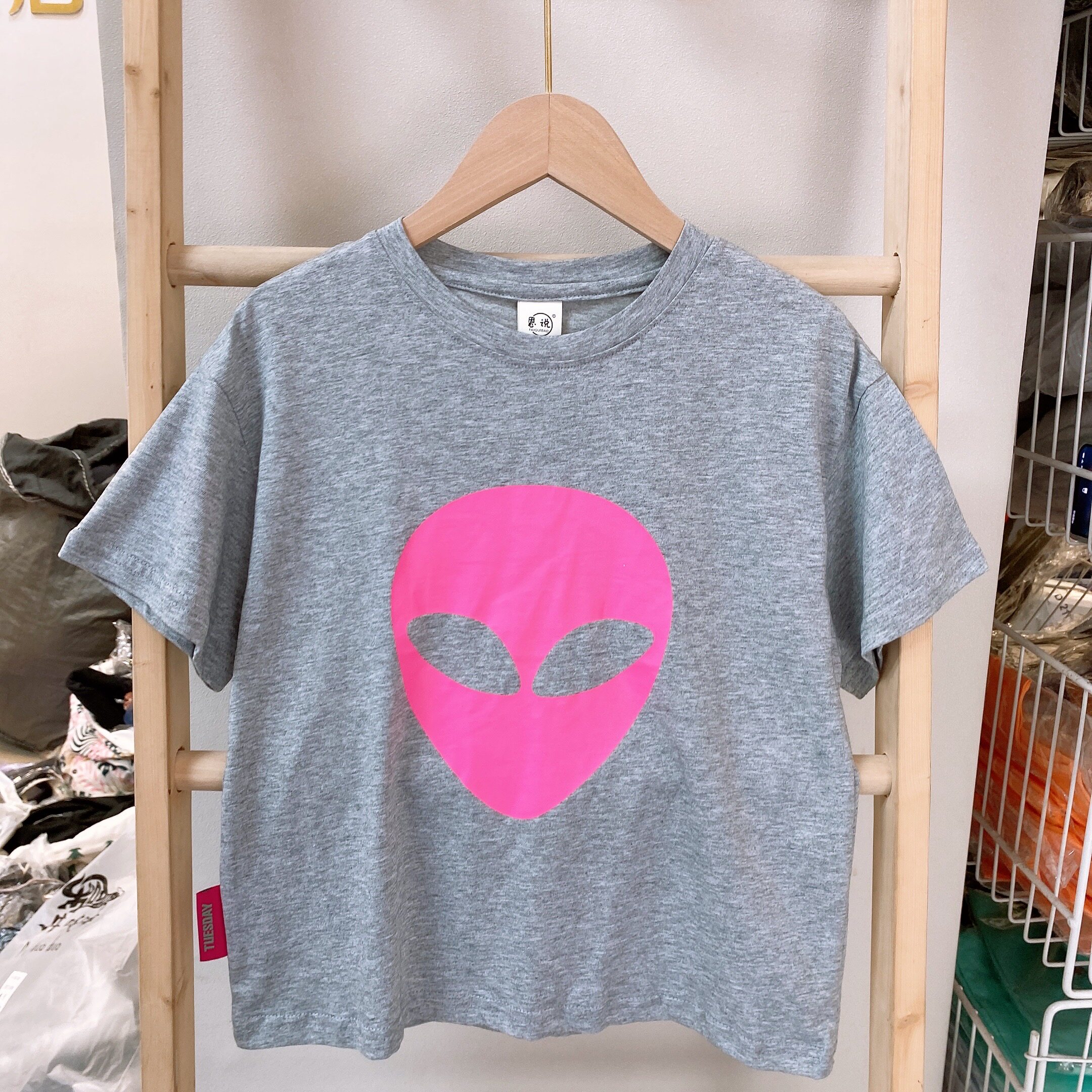 Children's clothing new alien avatar big boy print black loose summer short-sleeved T-shirt top 9131