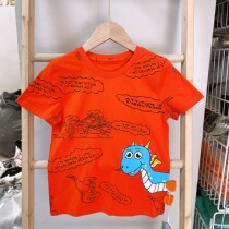 Brand summer childrens cotton round neck letter cartoon baby baby short-sleeved T-shirt 30097