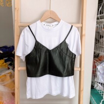 Spring and Autumn Childrens Girls Vest All-match Loose Outerwear Camisole Vest Short Vest Outerwear Outerwear Trendy