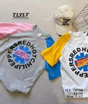 Tongleyu childrens summer style middle and big childrens retro raglan sleeves hit color boys and girls round neck top T-shirt 78198