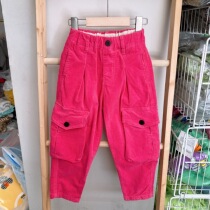 Spring autumn and winter childrens big children fried street casual pocket corduroy loose overalls trousers 58220 good quality