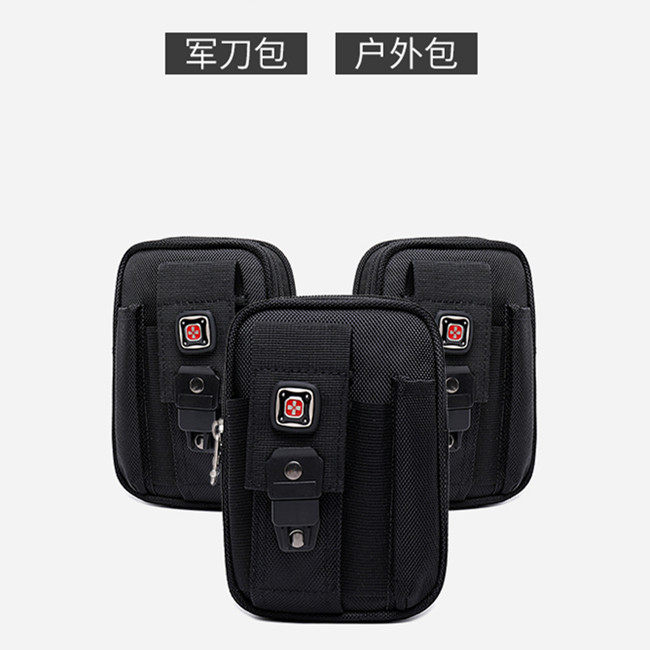 Swiss army knife outdoor men's mobile phone fanny pack sports running mountaineering mobile phone bag wear belt multi-function hanging bag