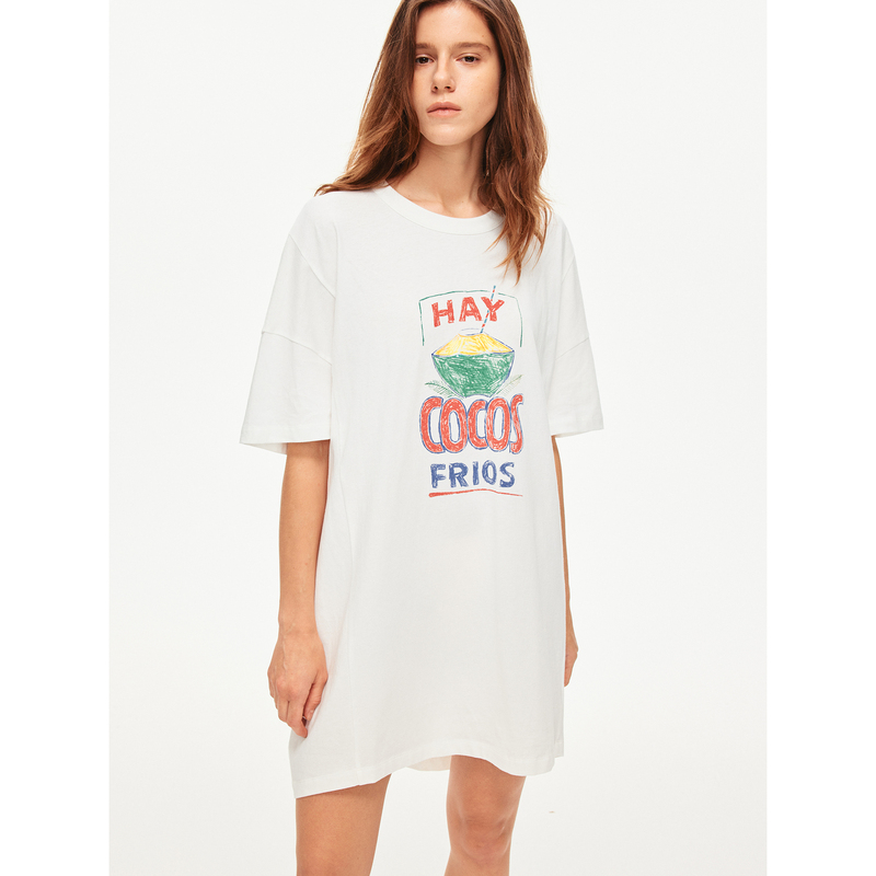 Taffa Tang Fa Fa Summer New Cool Vacation Casual Style Loose Long Coconut Print Short-Sleeved T-Shirt for Women Taffa Tang Fa Fa Summer New Cool Vacation Casual Style Loose Long Coconut Print Short-Sleeved T-Shirt for Women