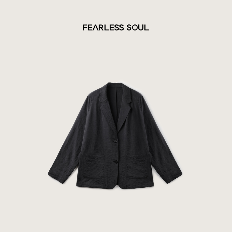 Taffa Tang Fafa Spring/Summer New Silk Blend Thin Pleated Casual Commuter Blazer