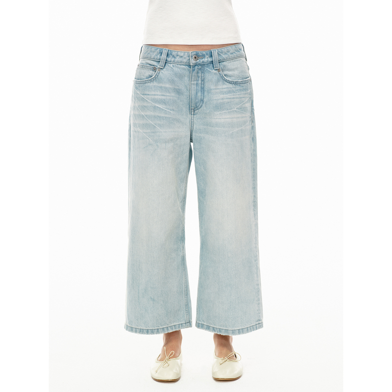 Taffa Tang Fa Fa Early Autumn Series Non-Stretch Long-Staple Cotton Washed Faded Casual Versatile Cropped Jeans for Women Taffa Tang Fa Fa Early Autumn Series Non-Stretch Long-Staple Cotton Washed Faded Casual Versatile Cropped Jeans for Women