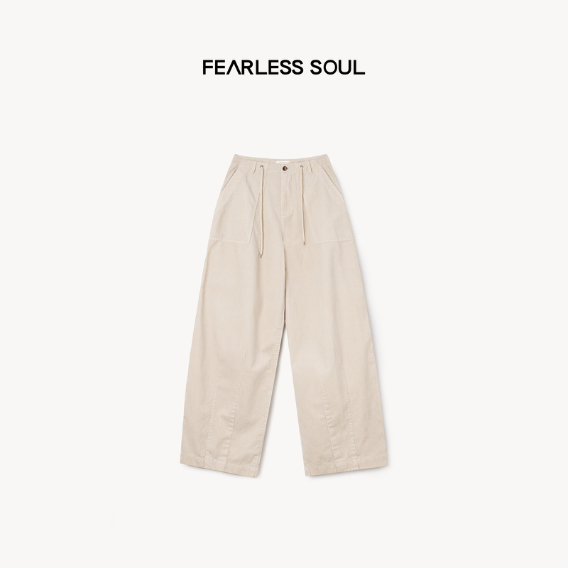 Taffa Tang Fafa American Retro Style 100% Cotton Washed Corduroy Slim-Fit Casual Pants for Women
