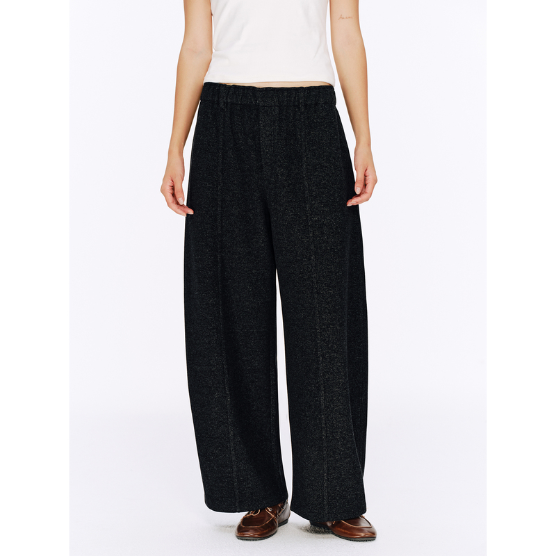 Taffa Tang Fa Fa's New Autumn and Winter Product: Casual Pants for Women with a Lazy, Elastic Waist, Three-Dimensional Center Seam, Loose Straight Fit, and Leg-Lengthening Effect