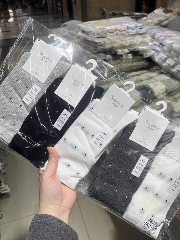 Tongjiaai Women's Spring/Summer/Autumn Ultra-Thin Pure Cotton Fashion Polka Dot High-Tube Versatile Stacked Socks