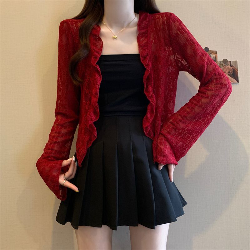 2026 Summer New Thin Ice Silk Sun Protection Knitted Cardigan Plus Size Women's Short Shawl Top Jacket