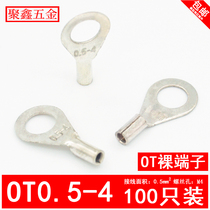 OT0 5-4 3 cold pressed Terminal Block O-shaped round bare end copper wire nose 0 5 square copper wire lug 100