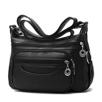 Unisex multi-layer crossbody bag for business collection cashier bag large capacity middle-aged mother backpack soft leather hanging bag