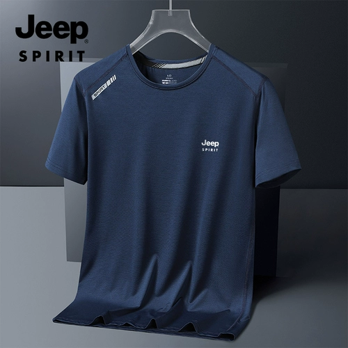 Jeep, джип, трендовая шелковая футболка с коротким рукавом для отдыха, коллекция 2023, круглый воротник