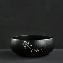 Home Kiln Retro Black Pottery Tea Washing Tea Residue Barrel Large Number Ceramics Home Glass Washing Tea Bowl Water Spittoon Tea Sea Tea Set Accessories