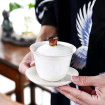 Shengyao Defied White Porcelain Cover Bowl Kongfu Tea Cover Bowl Tea Cup Large Number Three only single ceramic tea set Home Tea Bowl