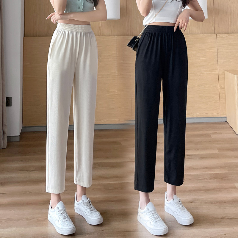 Ice Silk Pants for Women, Summer Thin Style, Petite Pants, Capri Pants, Drapey Wide-Leg Pants, Cropped Pants, Cool Pants, Ankle-Length Pants