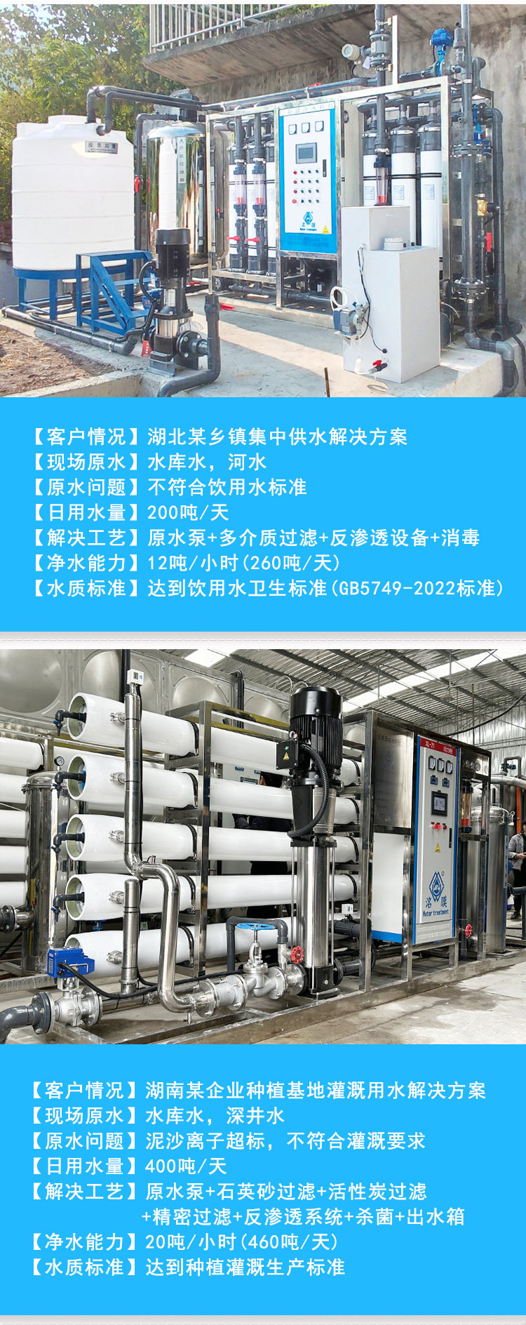 Оборудование для фильтрации 1/2/5/6/10/20t蓝莓种植发电厂ro反渗透纯水净水设备食品厂养殖场