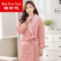 Áo ngủ mùa đông cho nữ bằng vải bông XL XL ấm áp phần dài áo choàng trung niên đồ pijama