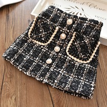 Girls half-body skirt with small fragrance for spring and autumn clothes 2022 new female baby Yangqi A character dress Chun Han version plaid short dress