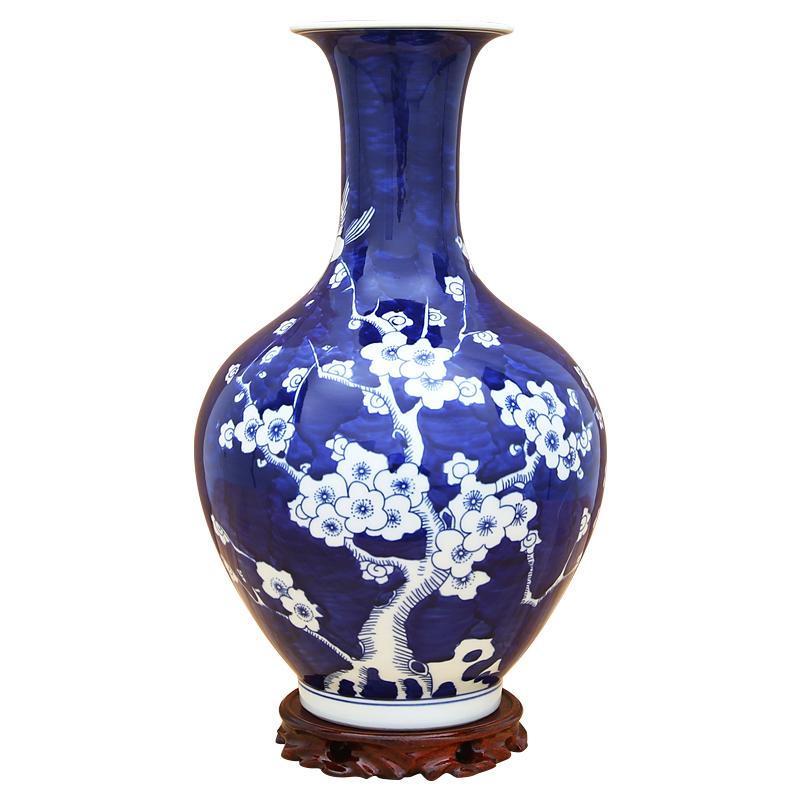 Jingdezhen ceramic hand - made blue ice name plum bottle handicraft furnishing articles sitting room porch hotel club house decoration