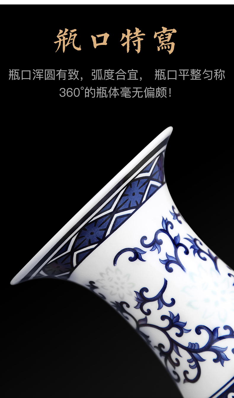 To the blue - and - white porcelain industry and exquisite branch lotus bottle