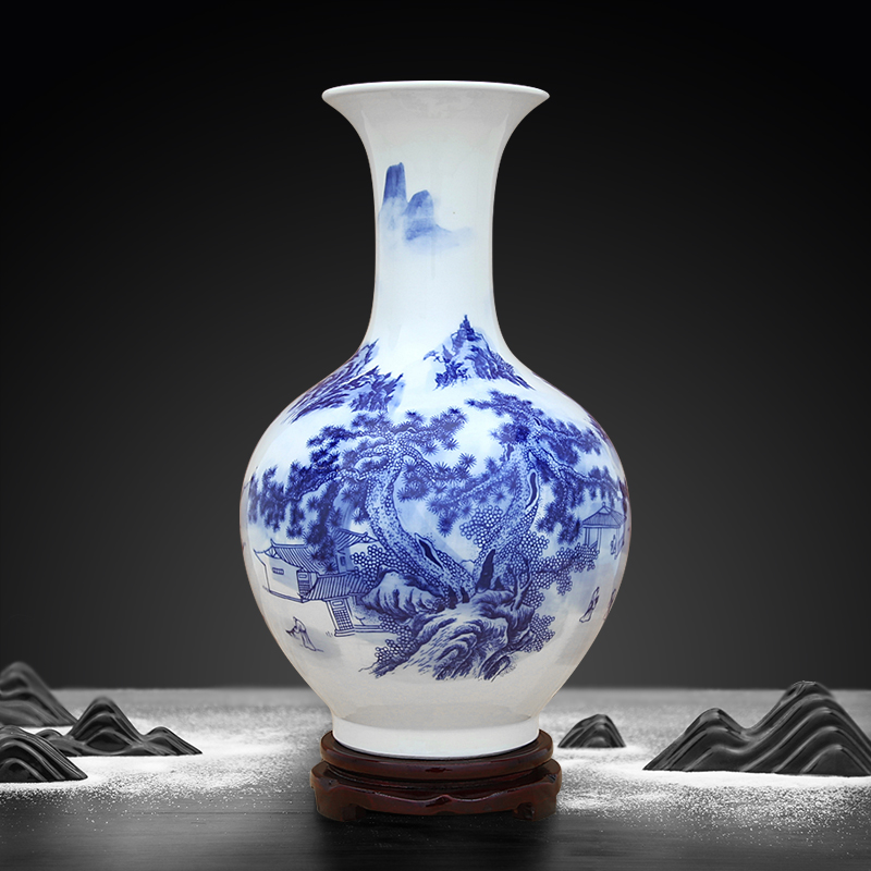 Blue and white porcelain vase and furnishing articles of jingdezhen ceramics Chinese flower arranging sitting room porch craft bottle ornament