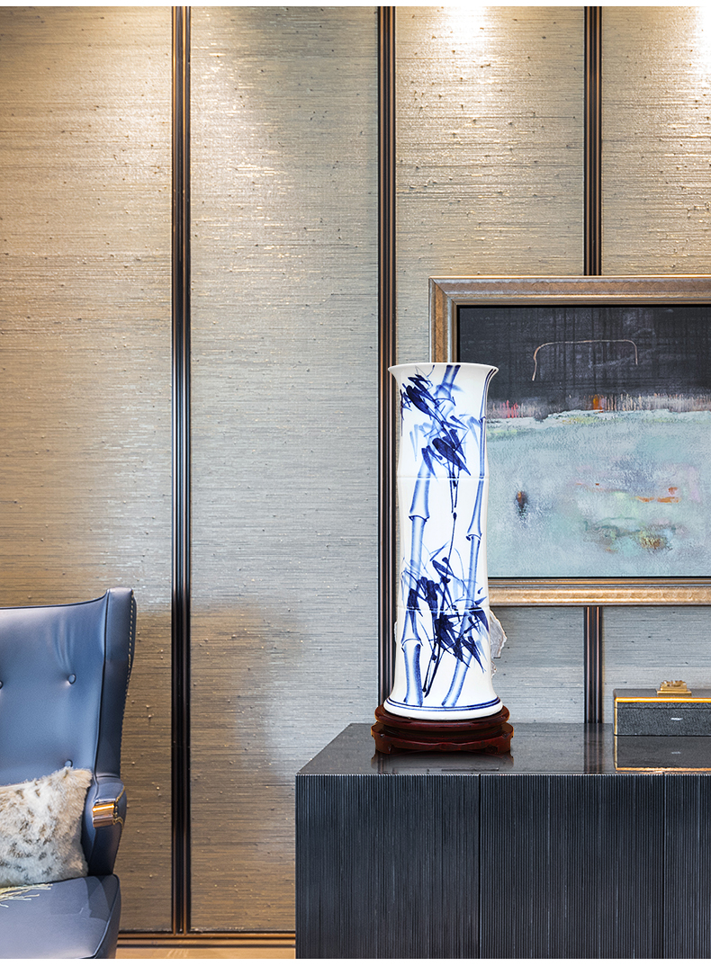 Jingdezhen ceramic vase hand - made large ground bamboo lucky bamboo flower place indoor sitting room adornment